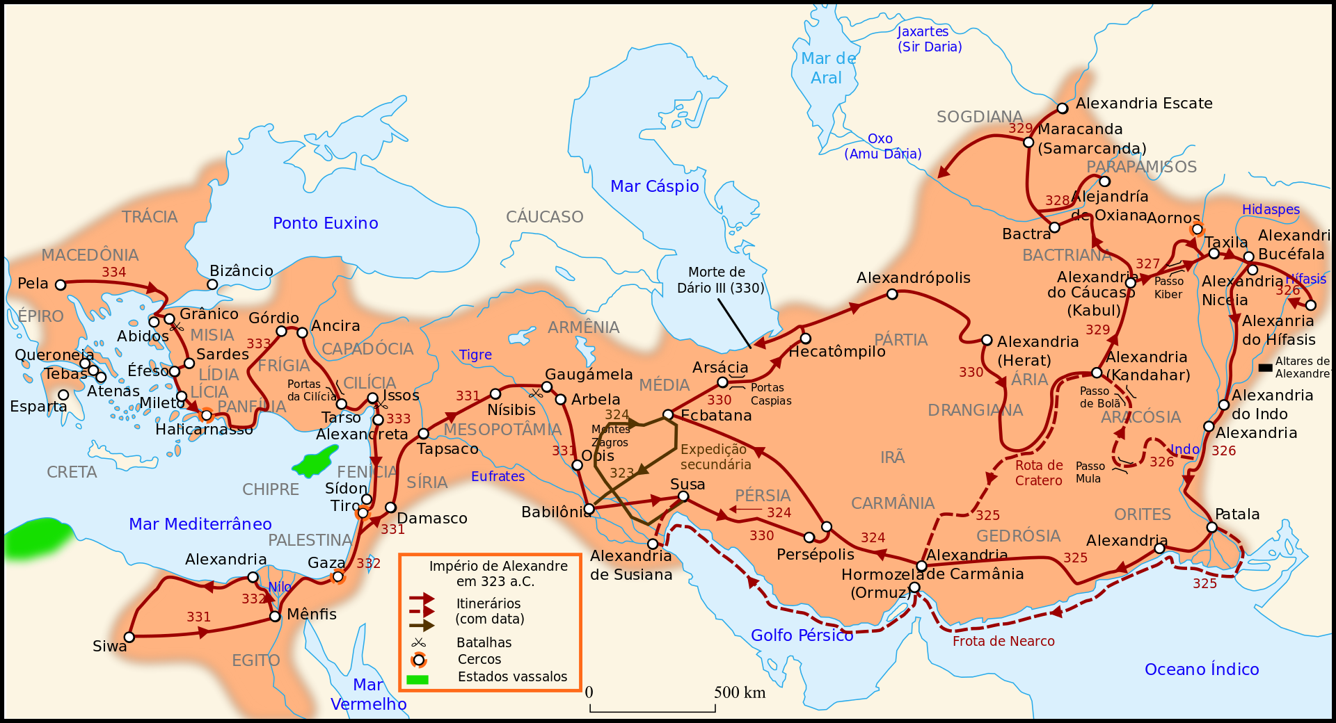 Mapa de Conquista de Alexandre O Grande